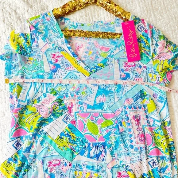 NWT Lilly Pulitzer WISH YOU WERE HERE Etta Tee Shirt - Picture 10 of 11